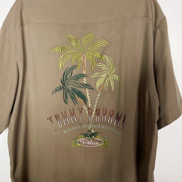 Tommy Bahama Large Brown Silk Relax Weekends Weekdays Whatever Button Up Shirt - Picture 7 of 11